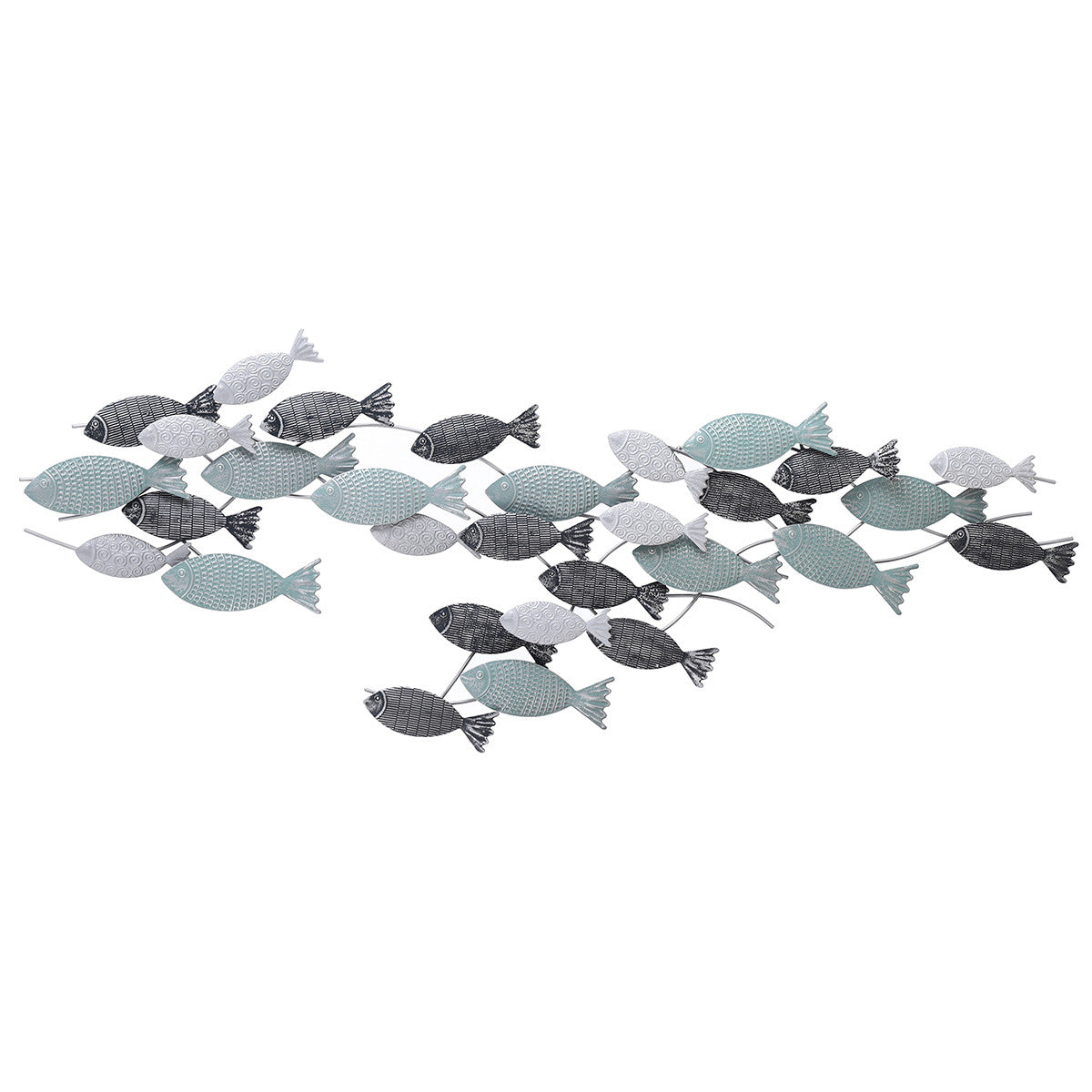 Misty Fish School Metal Wall Art