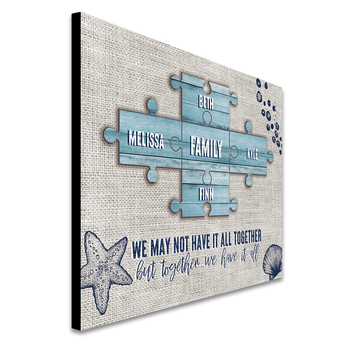 Seaside Puzzle Personalized Stretched Canvas - Large