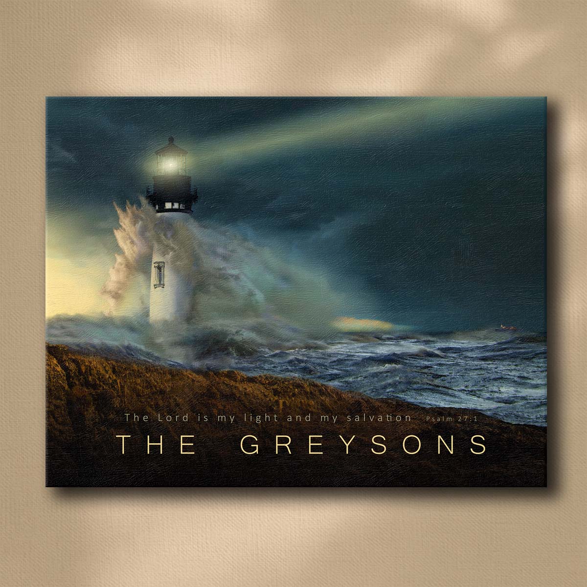 Lighthouse Psalm 27:1 Personalized Wall Art