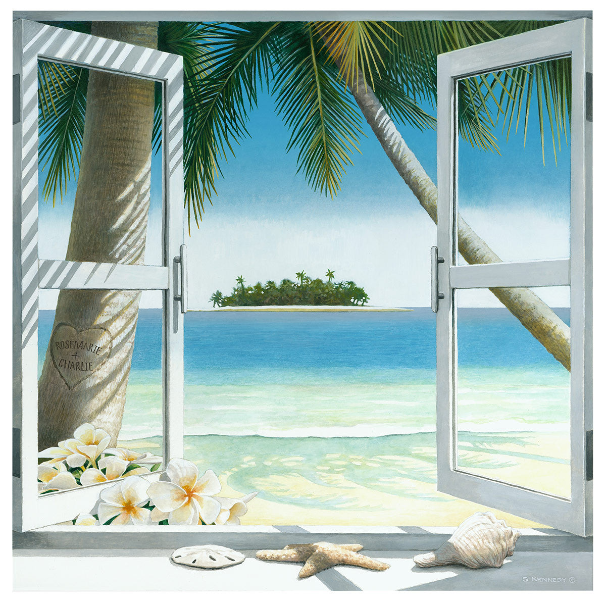 Island Romance Personalized Stretched Canvas Art - Large
