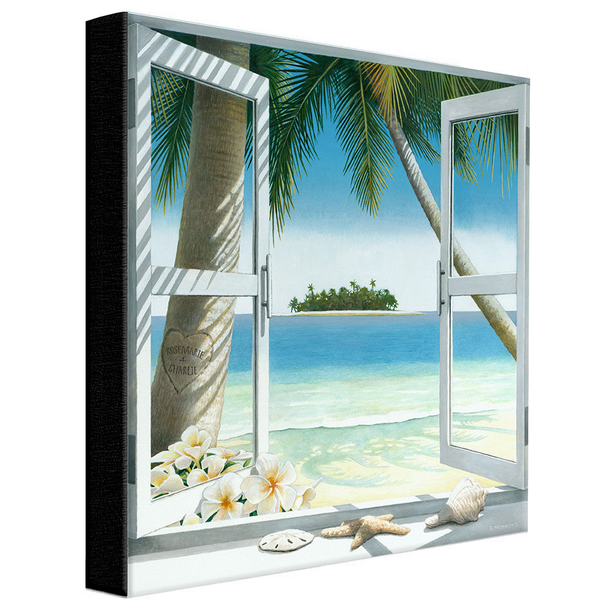 Island Romance Personalized Stretched Canvas Art - Large