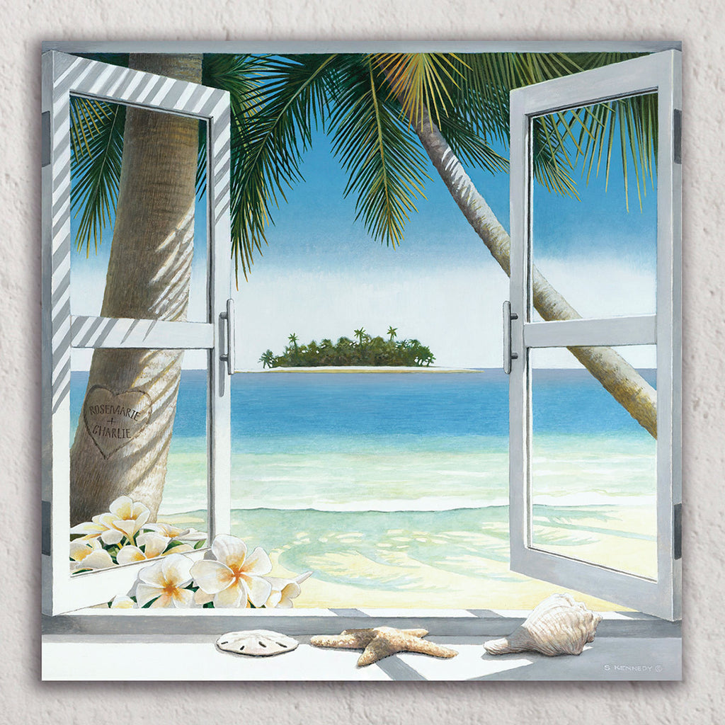 Island Romance Personalized Stretched Canvas Art - Large