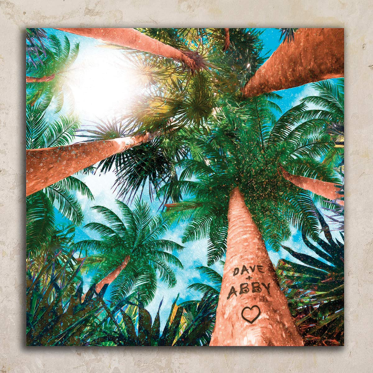 Palm Canopy Personalized Stretched Canvas Art - Small