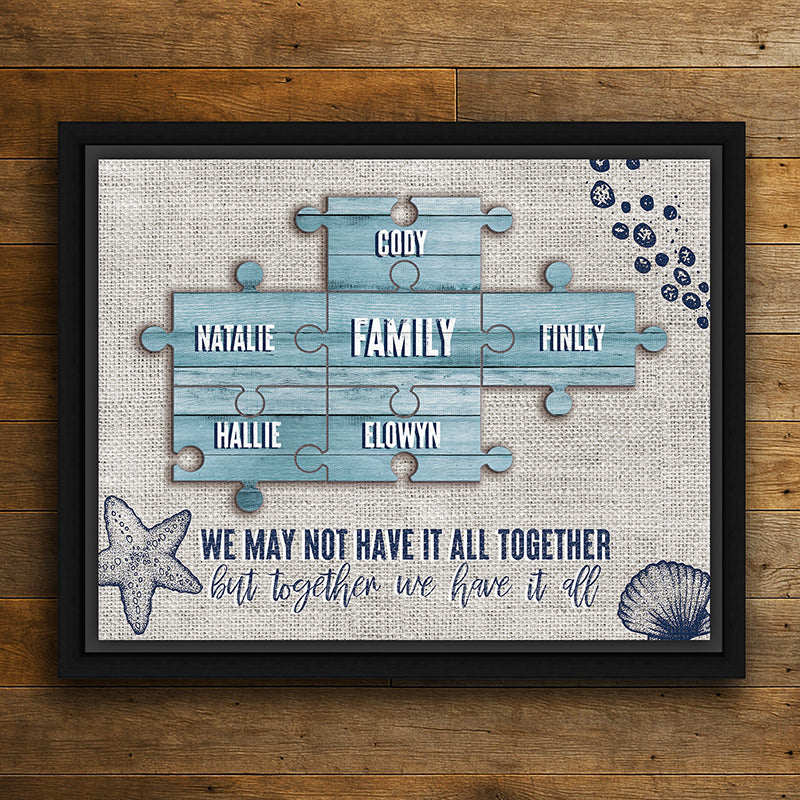Seaside Puzzle Personalized Framed Canvas - Large
