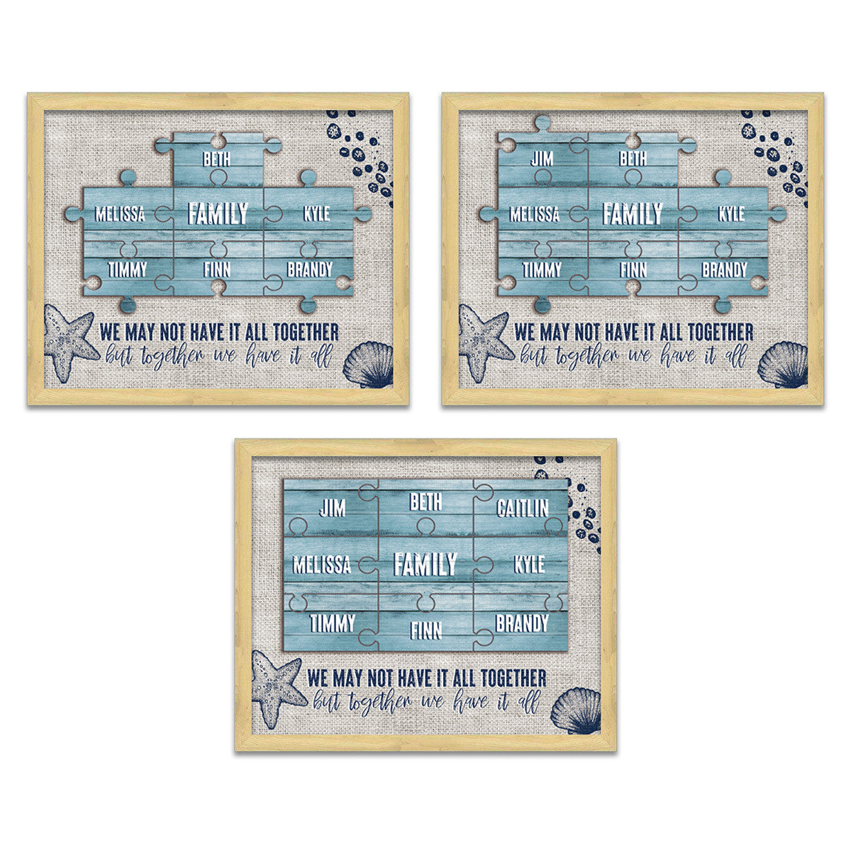 Seaside Puzzle Personalized Framed Canvas - Large