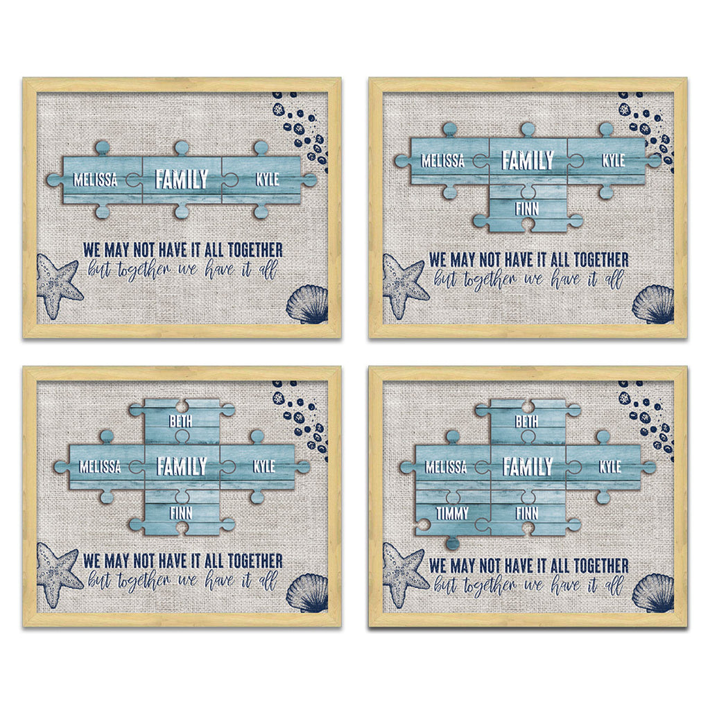 Seaside Puzzle Personalized Framed Canvas -  Small