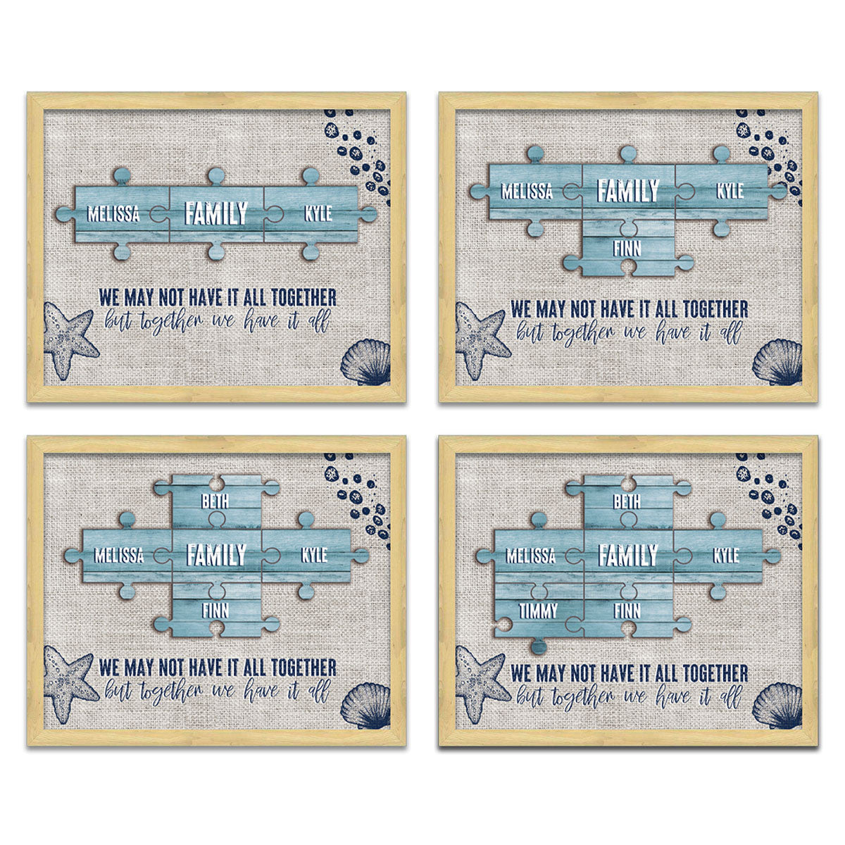 Seaside Puzzle Personalized Framed Canvas -  Small