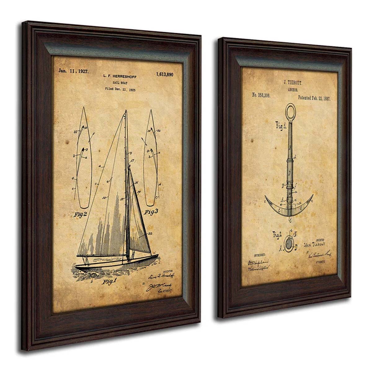 Coastal Patent Wall Art - Set of 2