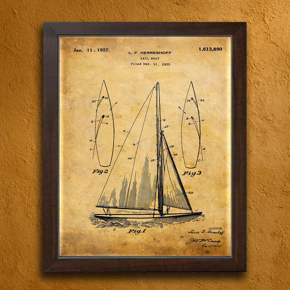 Coastal Patent Wall Art - Sailboat