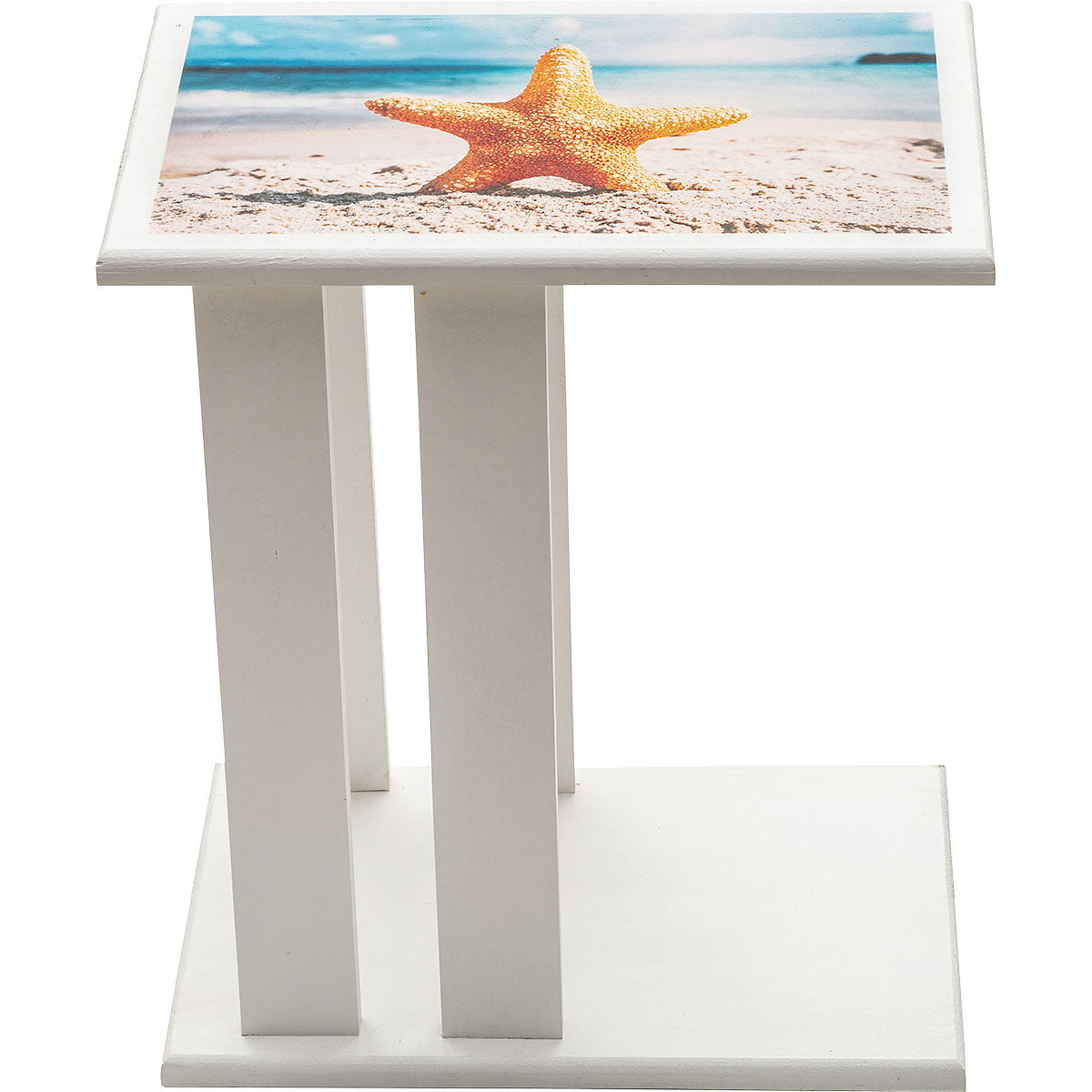 Starfish & Shells Wood Side Table