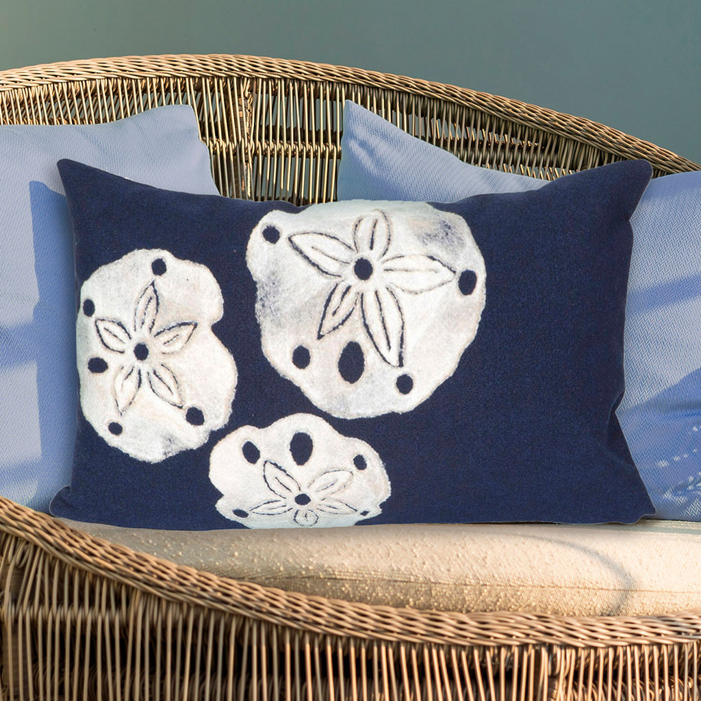 Sand Dollar Navy Pillow - 12 x 20 - OVERSTOCK