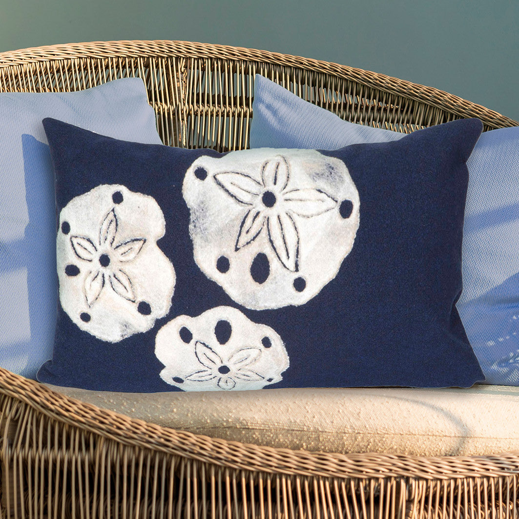 Sand Dollar Navy Pillow - 12 x 20 - OVERSTOCK
