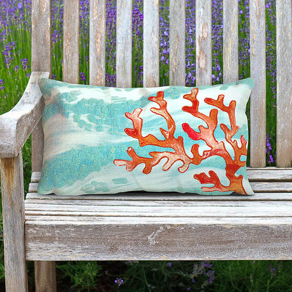 Coral Wave Aqua Pillow - 12 x 20