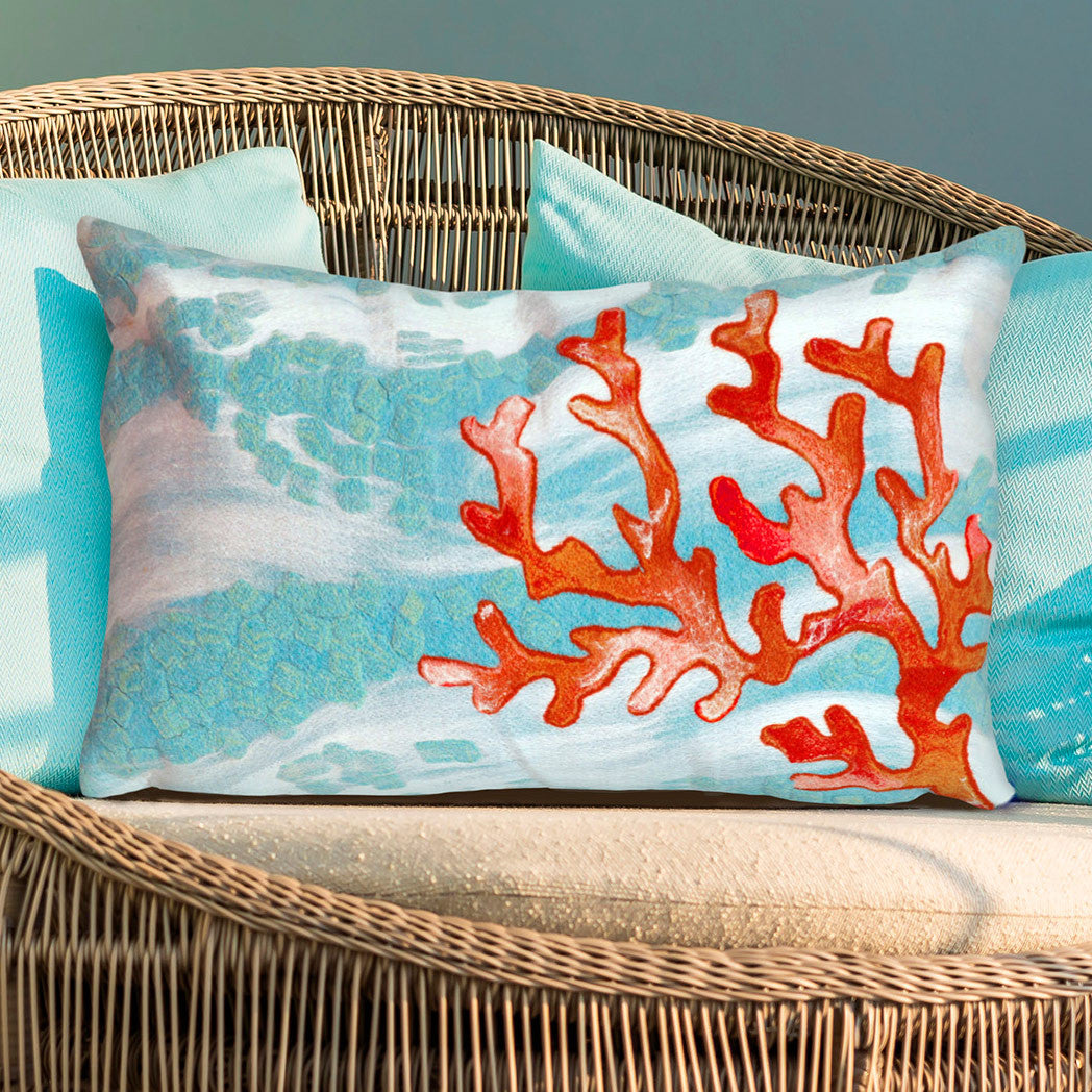 Coral Wave Aqua Pillow - 12 x 20