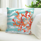 Coral Wave Aqua Pillow - 20 x 20