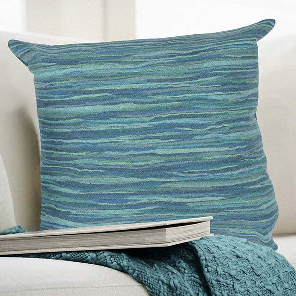 Ocean Stripes Square Accent Pillow - Aqua