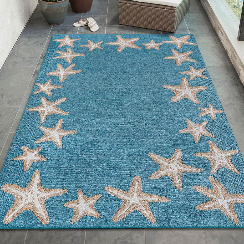 Carolina Starfish Aqua Indoor/Outdoor Rug - 4 x 6
