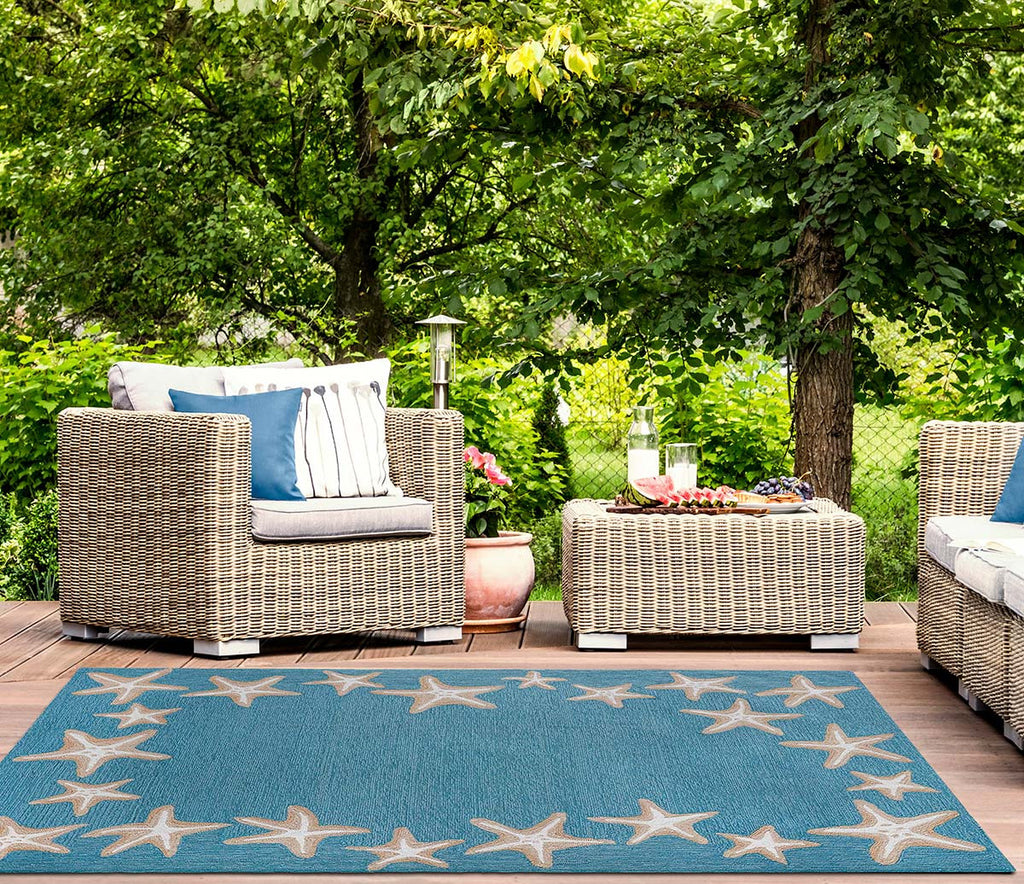 Carolina Starfish Aqua Indoor/Outdoor Rug - 5 x 8