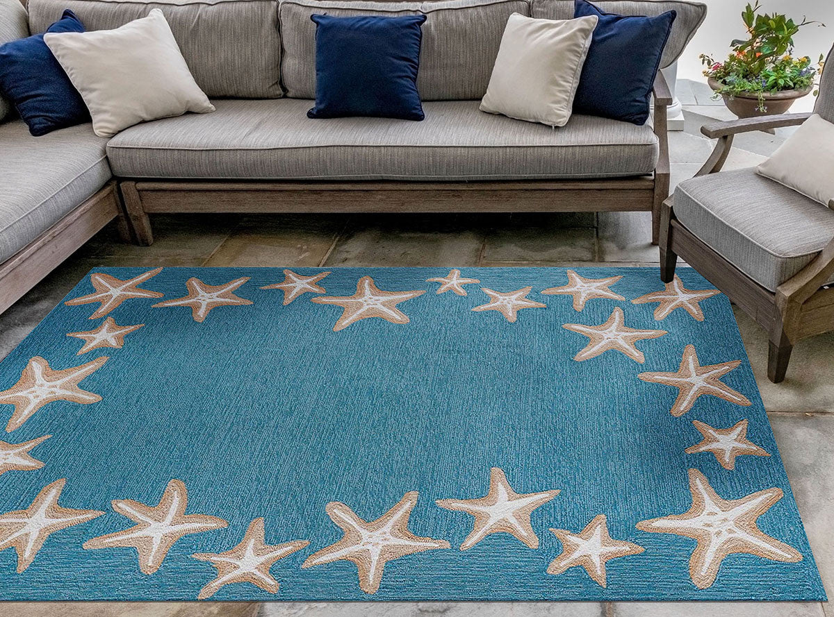 Carolina Starfish Aqua Indoor/Outdoor Rug - 5 x 8