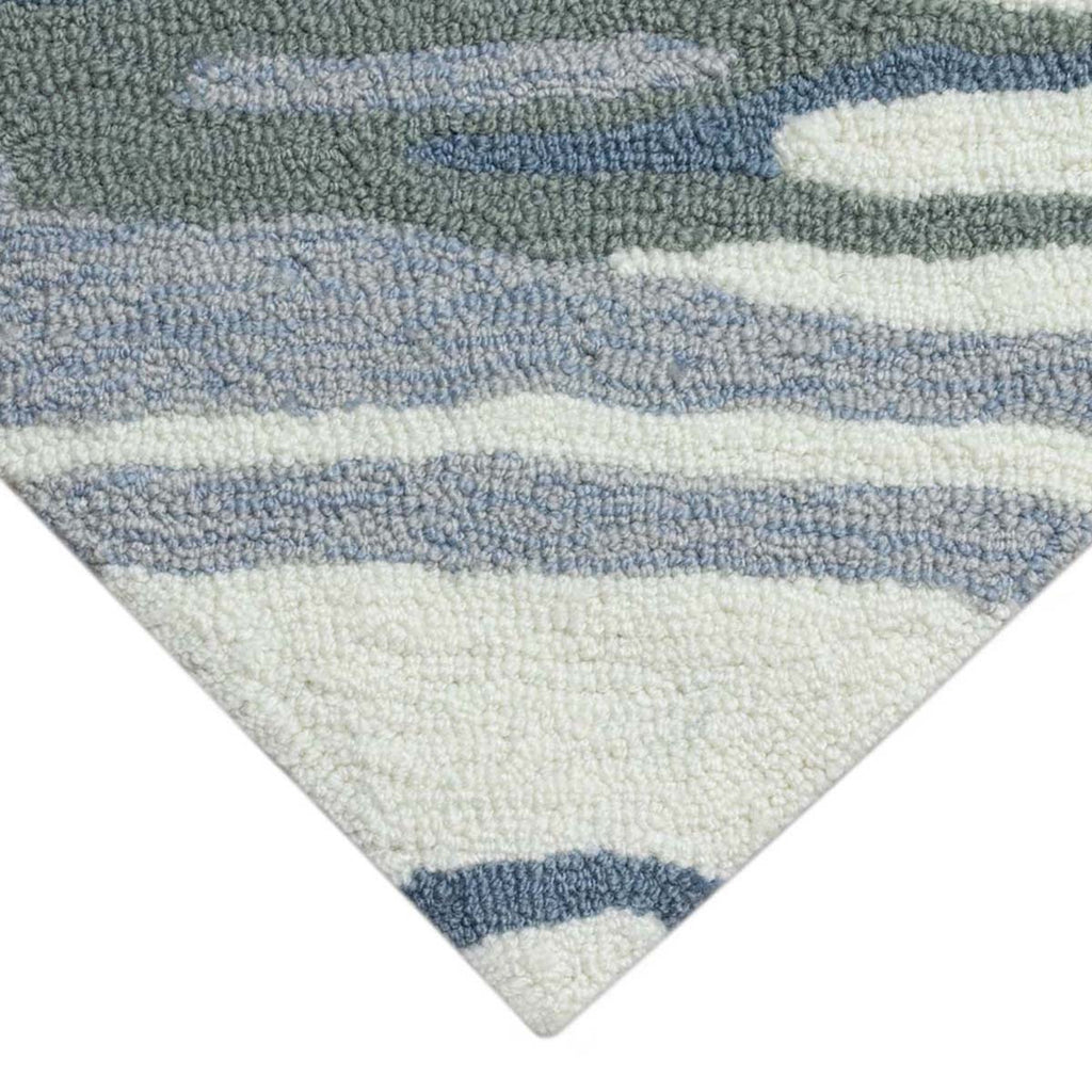 Coastline Curl Blue Indoor/Outdoor Rug - 8 Ft. Round