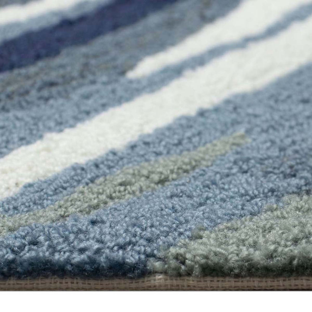 Coastline Curl Blue Indoor/Outdoor Rug - 8 Ft. Round