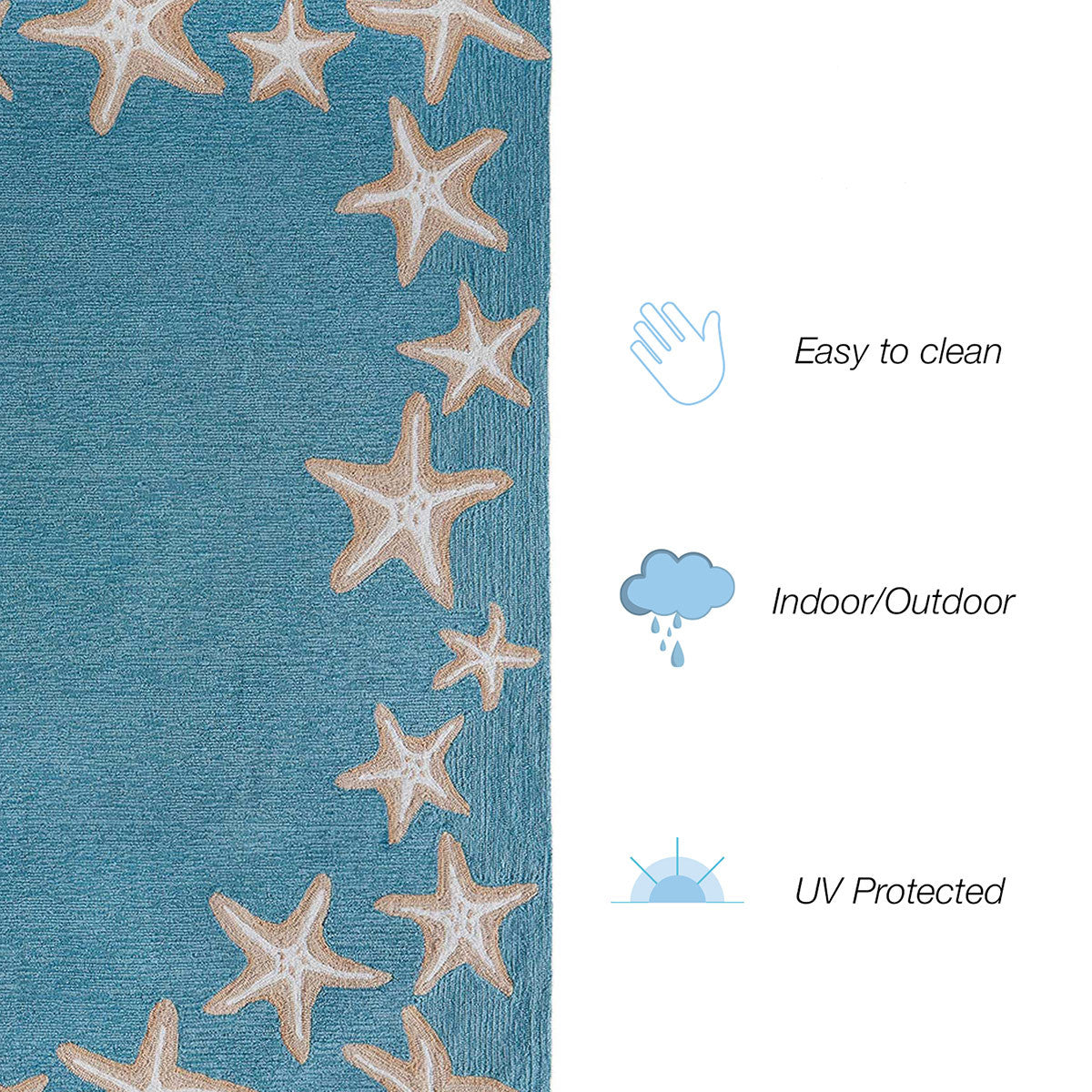 Carolina Starfish Aqua Indoor/Outdoor Rug - 2 x 8
