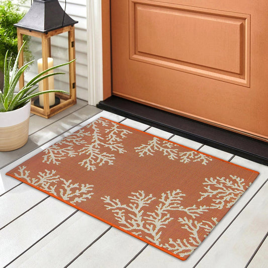 Orange Coral Cluster Scatter Rugs