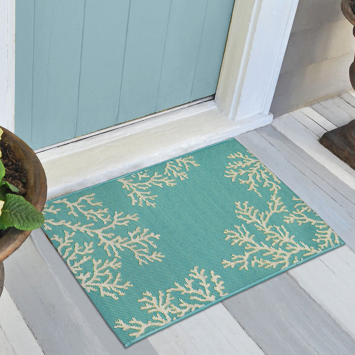 Aqua Coral Cluster Rug - 2 x 4