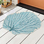 Coral Fan Aqua Indoor/Outdoor Rug - 3 Ft. Round