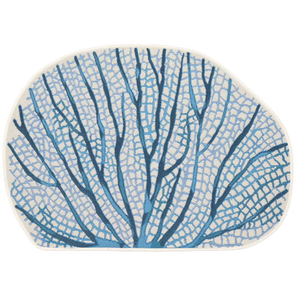 Coral Fan Navy Indoor/Outdoor Rug - 2 x 3 - OUT OF STOCK UNTIL 08/19/2026