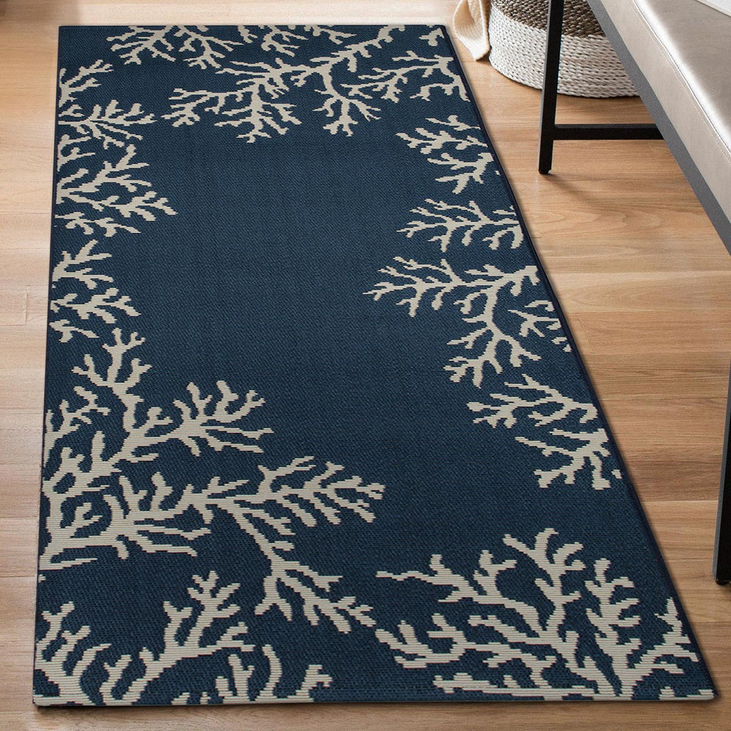Navy Coral Cluster Rug - 2 x 5
