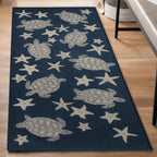 Navy Turtle Stars Rug - 2 x 5 - OUT OF STOCK UNTIL 07/01/2026