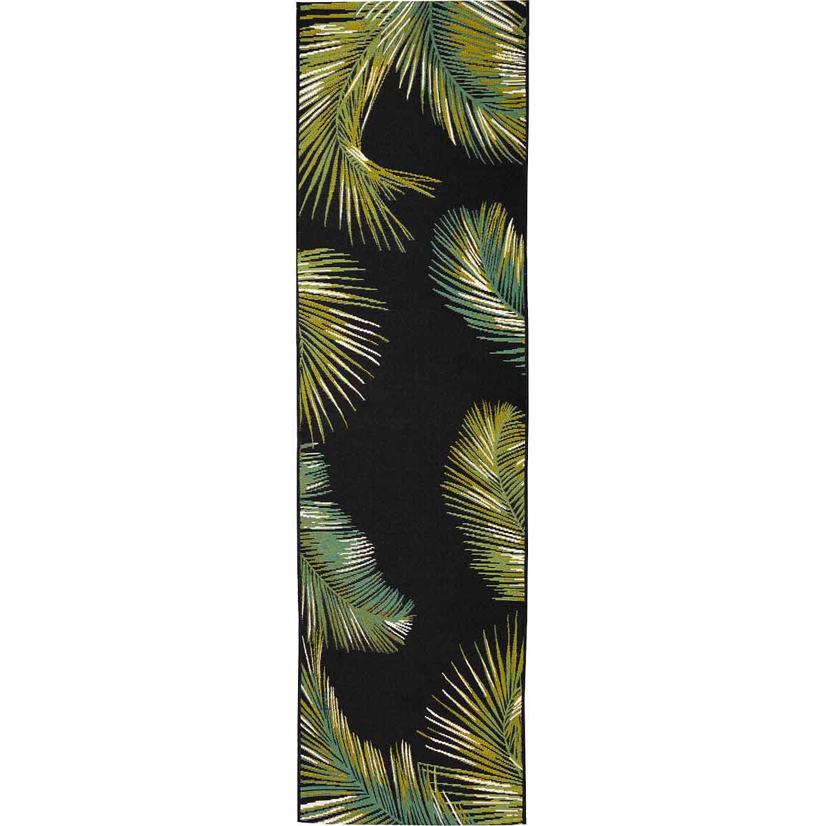 Paia Palms Black Indoor/Outdoor Rug - 2 x 8