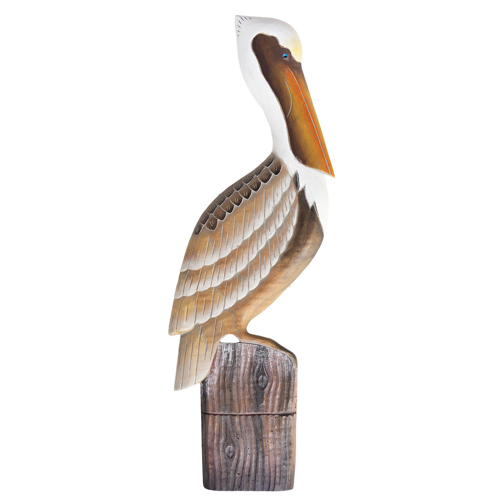 Hand-Carved Wood Pelican Wall Art - OUT OF STOCK