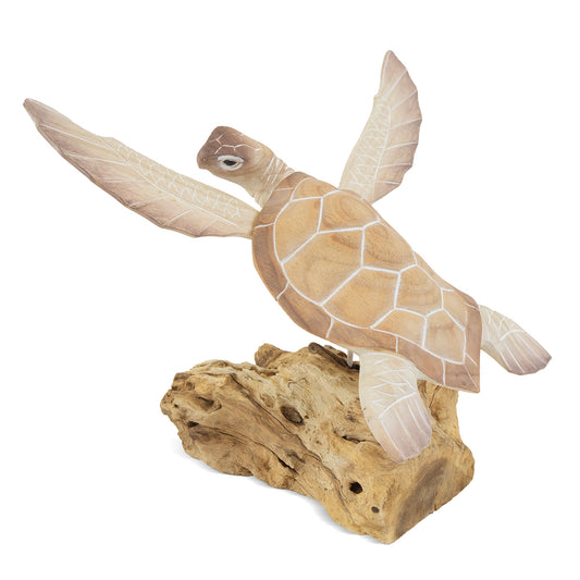 Sea Turtle Natural Wood Sculpture