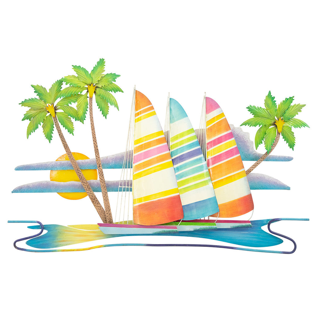 Striped Sails at Sunset Metal Wall Art