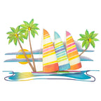 Striped Sails at Sunset Metal Wall Art