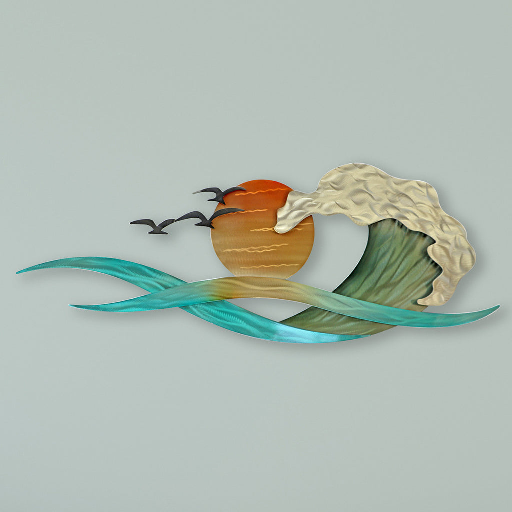 Sunset Waves Metal Wall Art