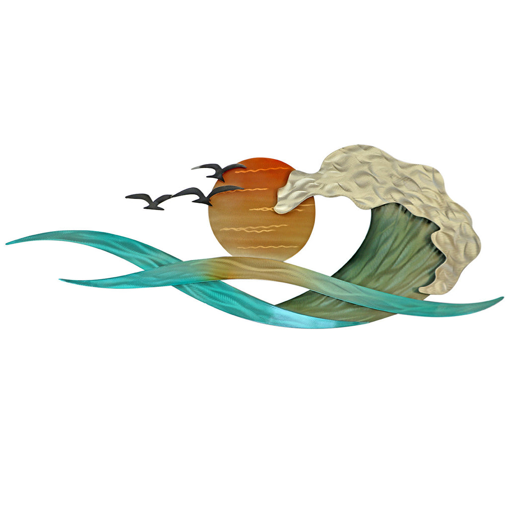 Sunset Waves Metal Wall Art