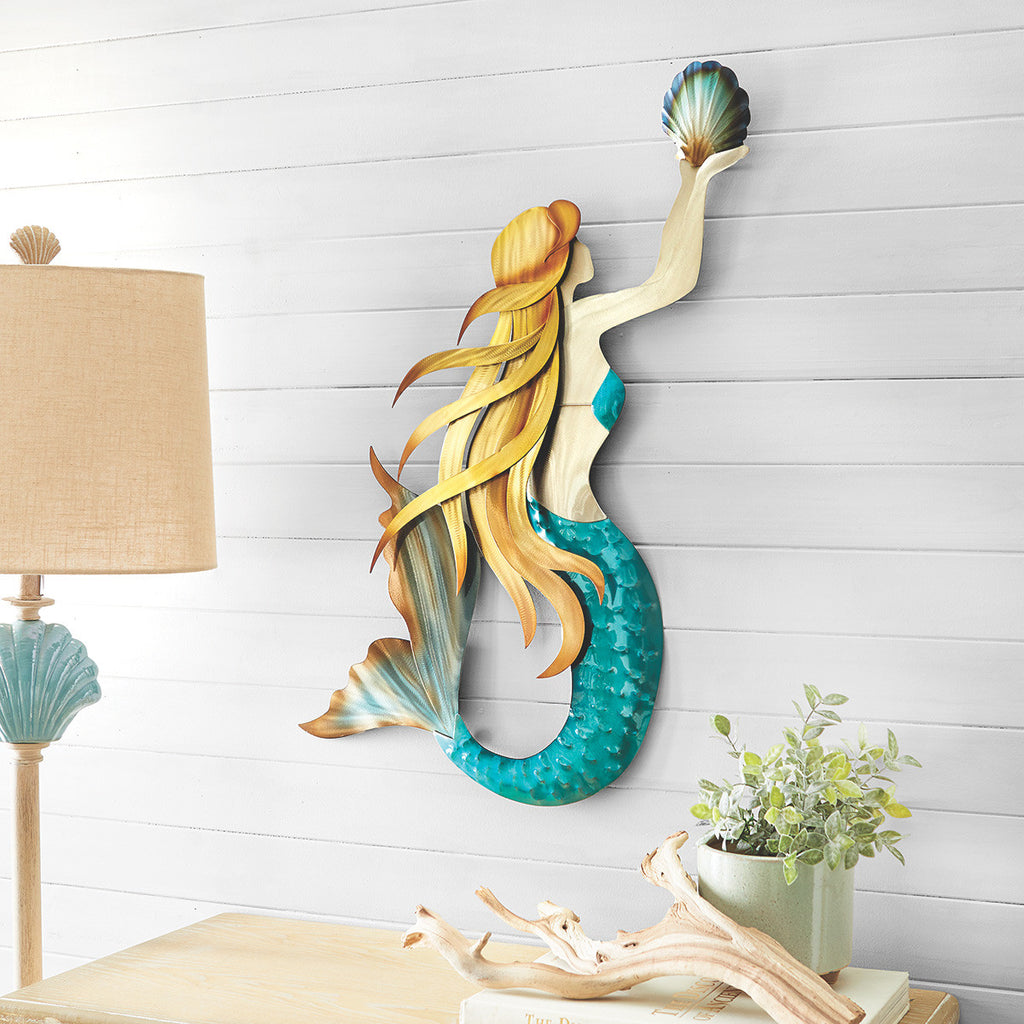 Mermaid Shell Metal Wall Art