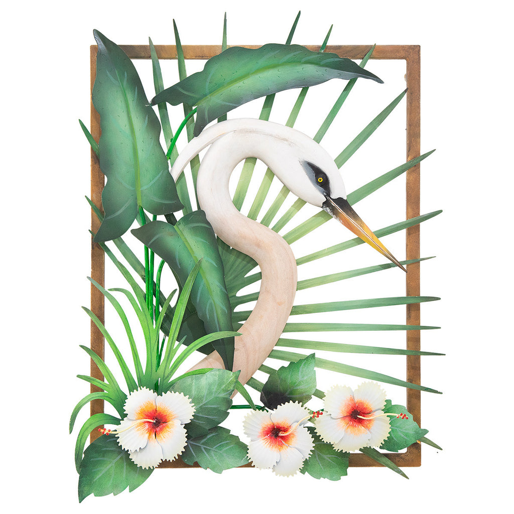 Tropical Heron Metal Wall Art - OVERSTOCK