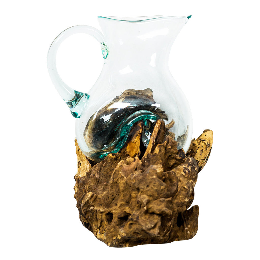 Glass Rootbox Organic Blown Glass & Root Jug | Bella Coastal Decor