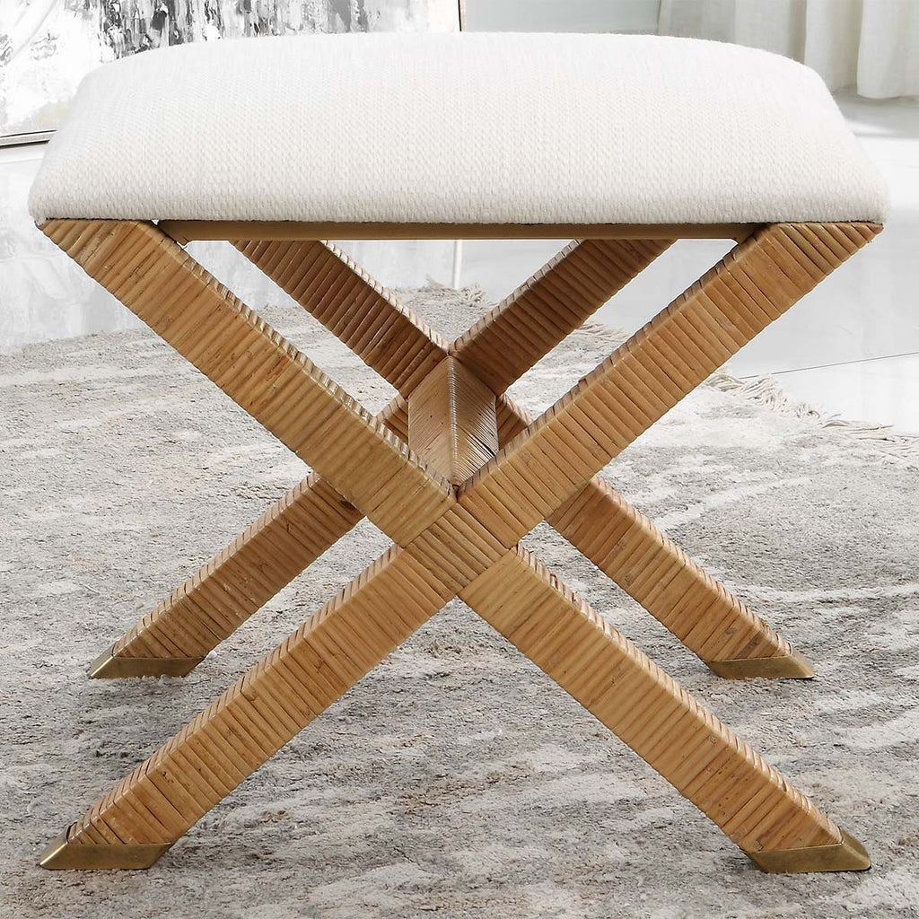 Nautical Rattan Bench