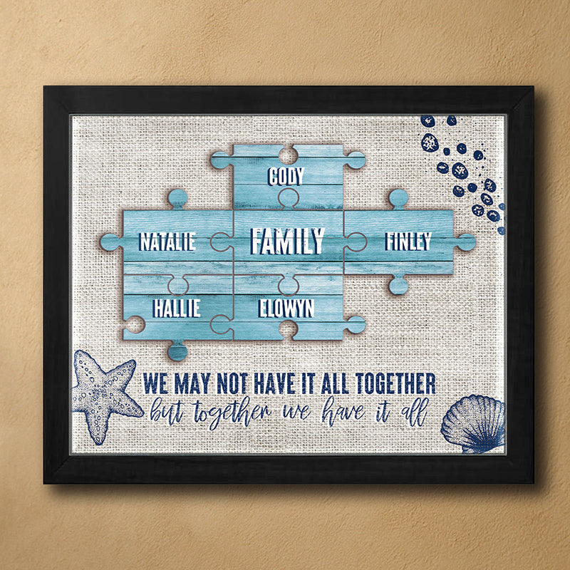Seaside Puzzle Personalized Framed Canvas - Small