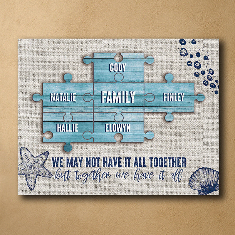 Seaside Puzzle Personalized Stretched Canvas - Small