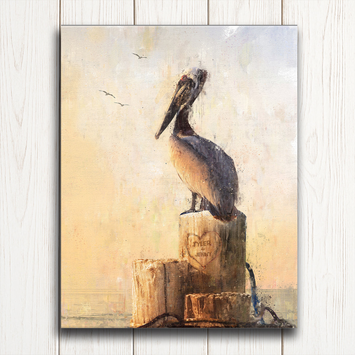 Pelican Perch Personalized Stretched Canvas - Small