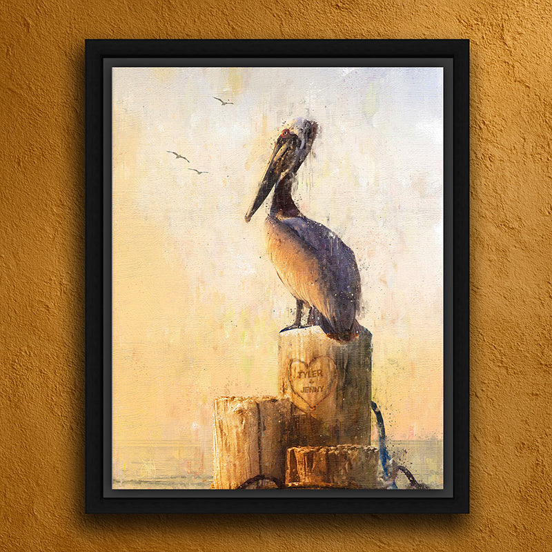 Pelican Perch Personalized Framed Canvas - Small
