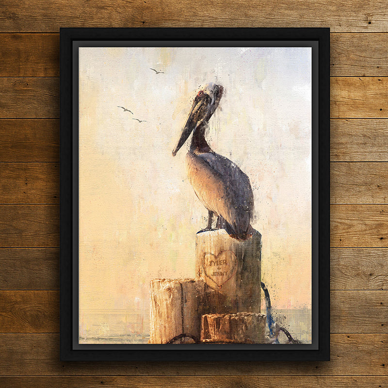 Pelican Perch Personalized Framed Canvas - Large