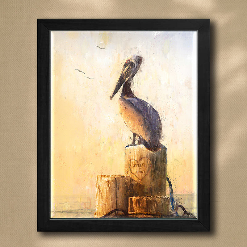 Pelican Perch Personalized Framed Canvas - Large