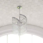 Satin Nickel Pendant Chandelier with Capiz Shells & Crystal